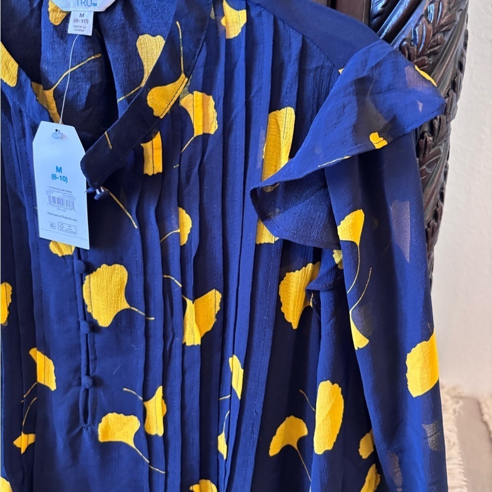 Time and Tru Navy and Yellow Long Sleeve Dress - Picture 5 of 9